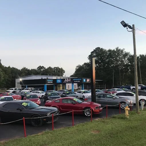 Late-model vehicles on a scenic road